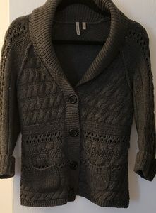 Grey cable knit cardigan